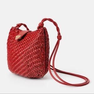 Red Woven Crossbody Bag